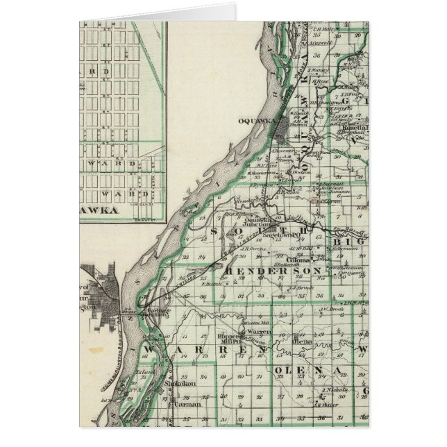 Mapa del condado de Henderson y Oquawka (Frente)