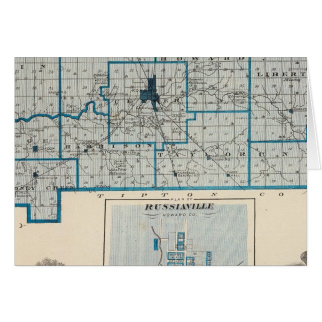 Mapa del condado de Howard con Russiaville (Anverso (Horizontal))