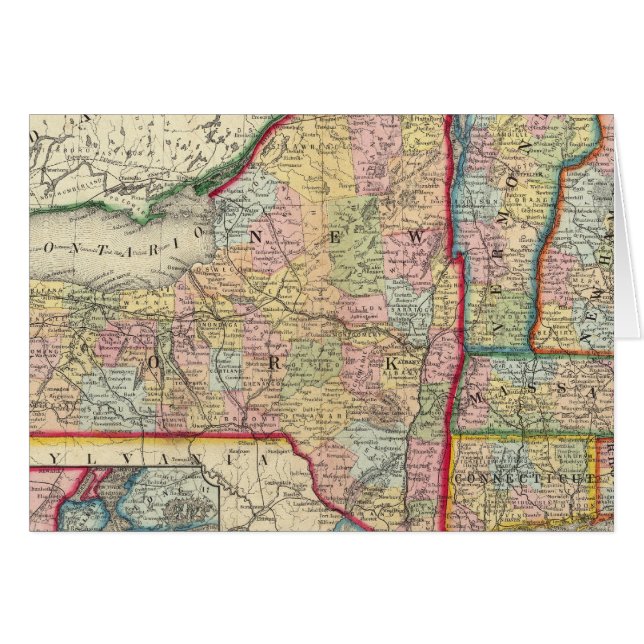 Mapa Del Condado De Los Estados De Nueva York (Anverso (Horizontal))