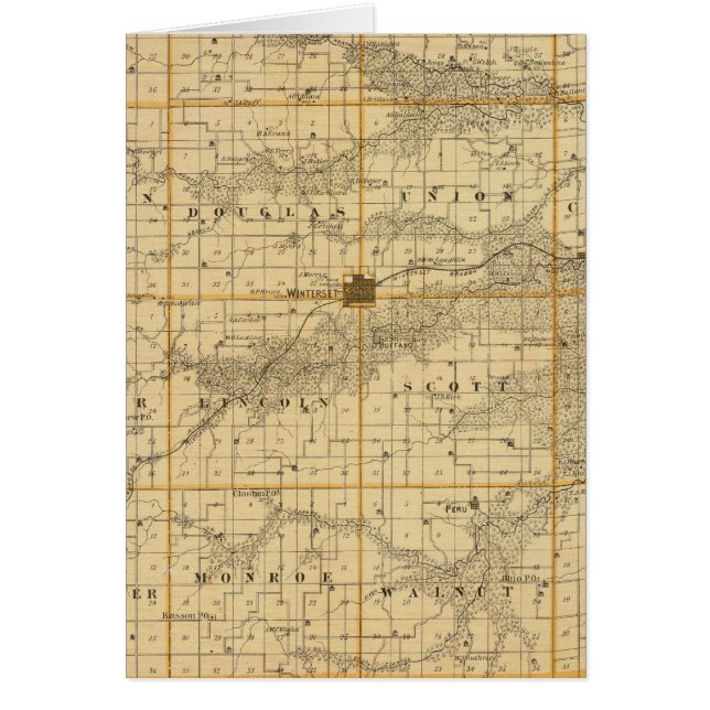 Mapa del condado de Madison, estado de Iowa (Frente)