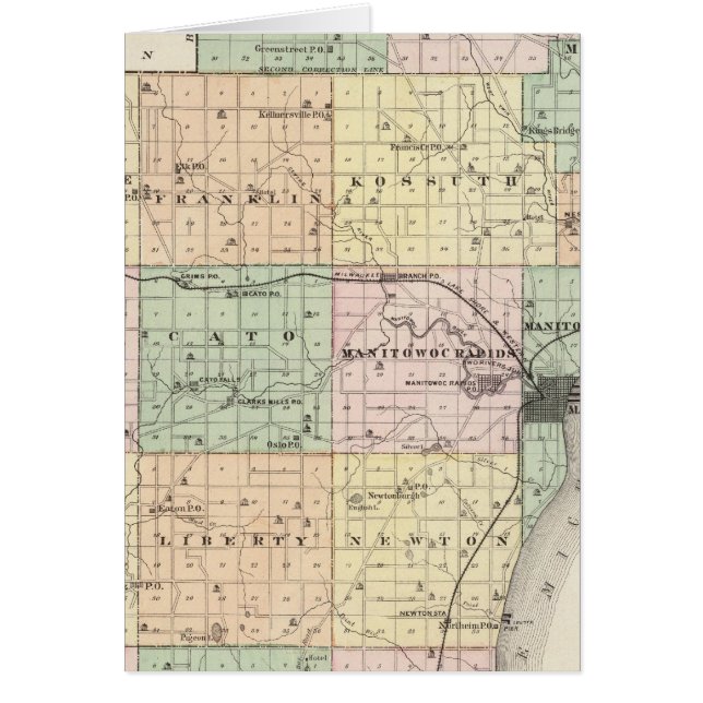 Mapa del condado de Manitowoc, estado de Wisconsin (Frente)