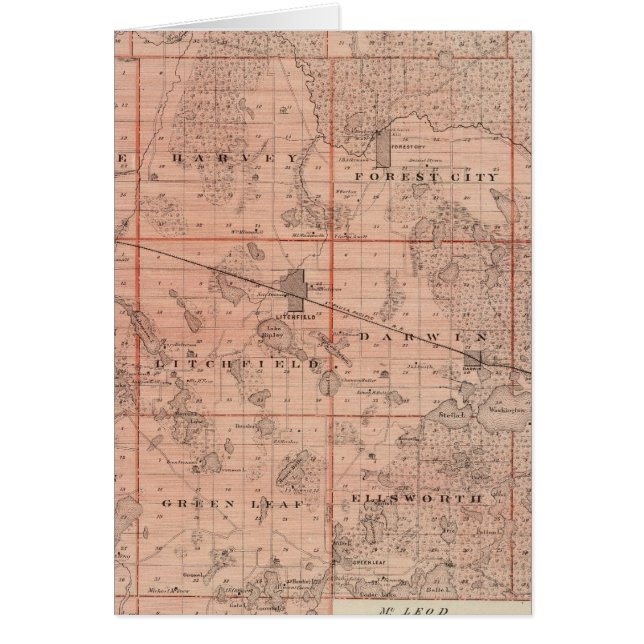 Mapa del condado de Meeker, Minnesota (Frente)