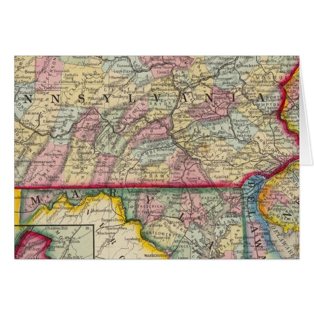 Mapa Del Condado De Pennsylvania, Nueva Jersey (Anverso (Horizontal))