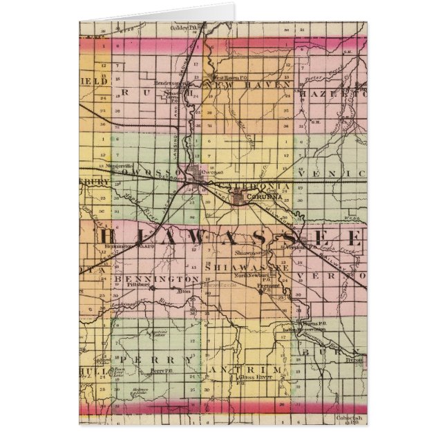 Mapa del condado de Shiawassee, Michigan (Frente)
