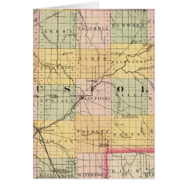 Mapa del condado de Tuscola, Michigan (Frente)