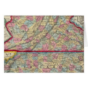 Mapa del condado de Virginia y Carolina del Norte