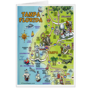 Mapa del dibujo animado de Tampa la Florida