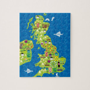 Mapa del dibujo animado del rompecabezas BRITÁNIC