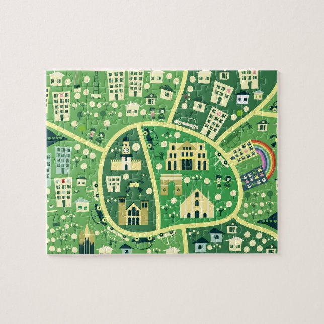Mapa del dibujo animado del rompecabezas de Milano (Horizontal)