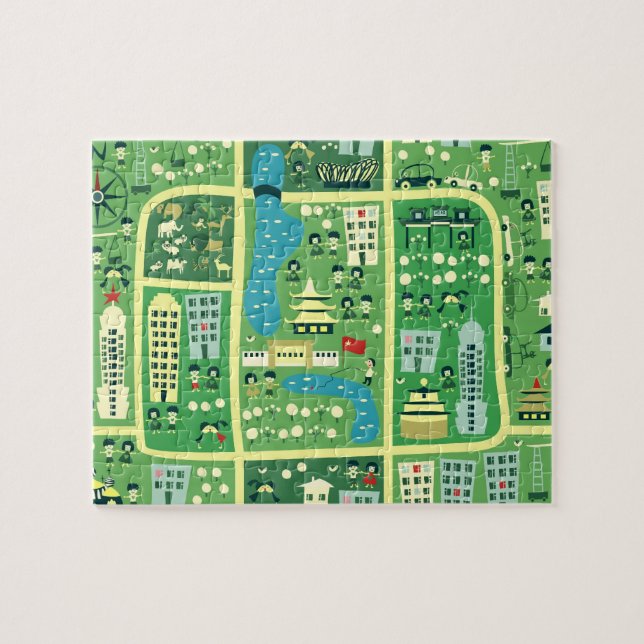 Mapa del dibujo animado del rompecabezas de Pekín (Horizontal)
