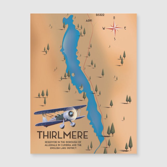 Mapa del embalse de Thirlmere Distrito de los Lago (Anverso)