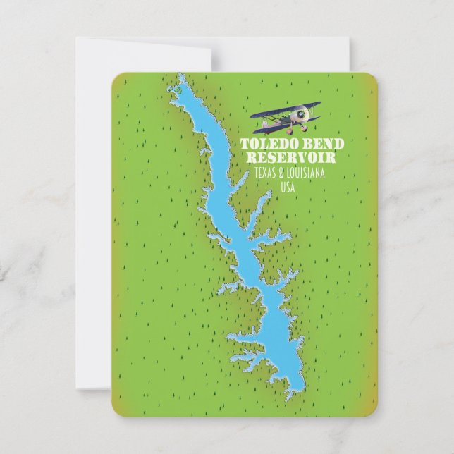 Mapa del embalse Toledo Bend Texas & Louisiana (Anverso)