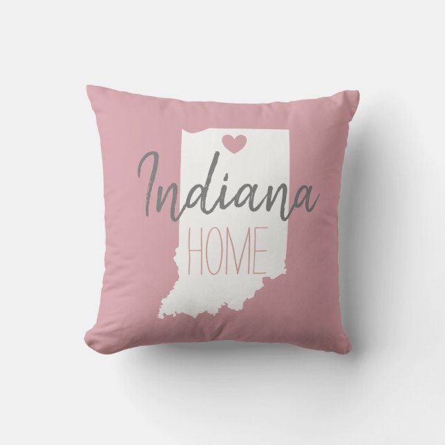 Mapa del estado de Indiana: amor a casa: almohada  (Anverso)