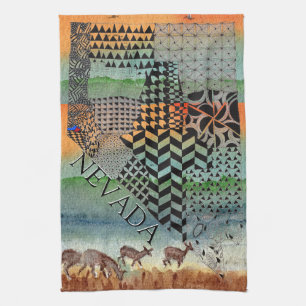 Mapa del estado de Nevada Toalla de cocina para pi