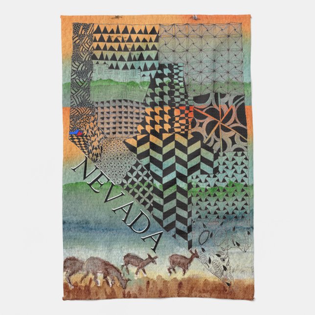 Mapa del estado de Nevada Toalla de cocina para pi (Vertical)