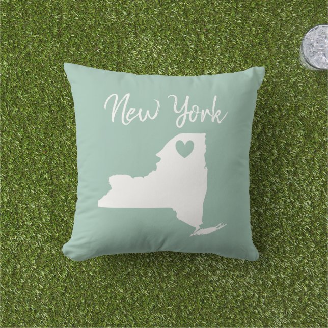 Mapa del estado de Nueva York ama el Cojín decorat (Césped)