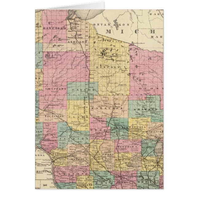 Mapa del estado de Wisconsin (Frente)