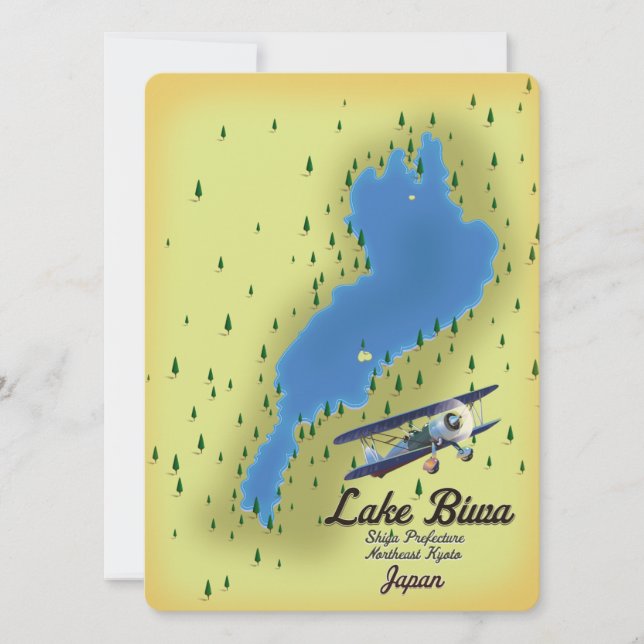 Mapa del lago Biwa Japón (Anverso)