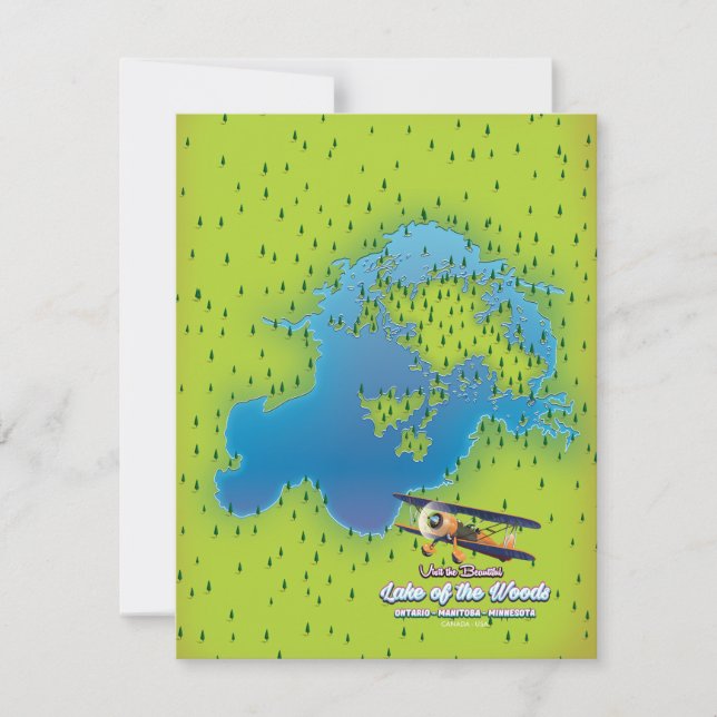 Mapa del lago de los Bosques,Ontario,Manitoba,Minn (Anverso)