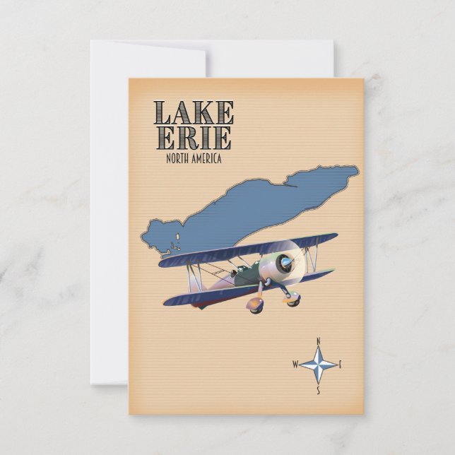 Mapa del lago Erie en Norteamérica (Anverso)