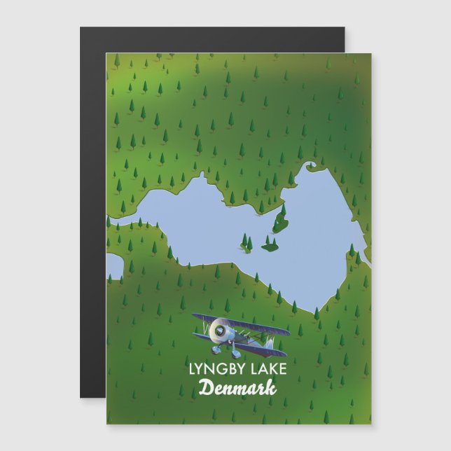 Mapa del lago Lyngby Dinamarca (Anverso/Reverso)
