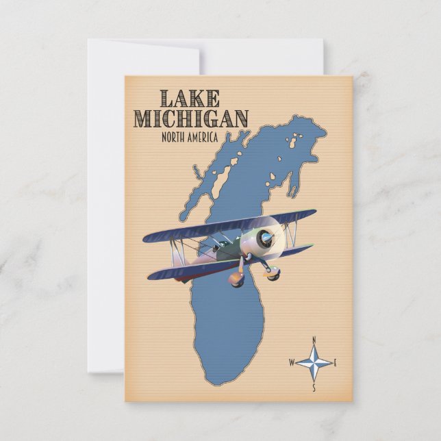 Mapa del lago Michigan Norteamérica (Anverso)