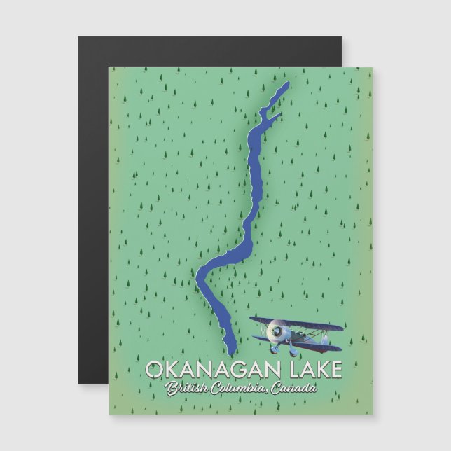 Mapa del lago Okanagan Columbia Británica Canadá (Anverso/Reverso)