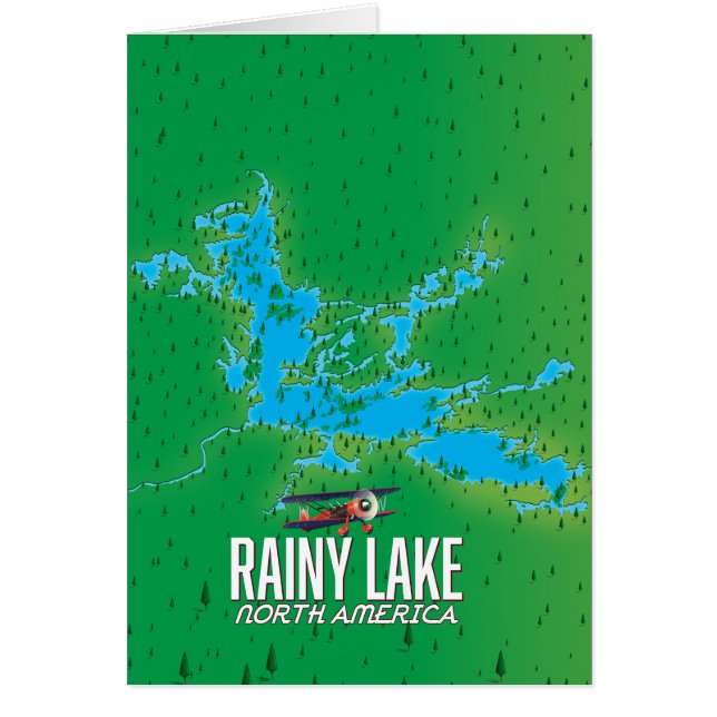 Mapa del lago Rainy en Norteamérica (Frente)