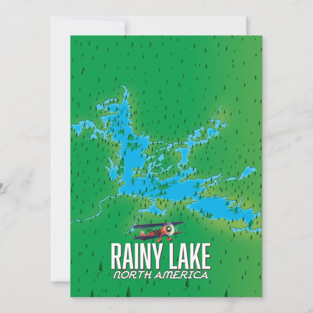 Mapa del lago Rainy Lake North American (Anverso)