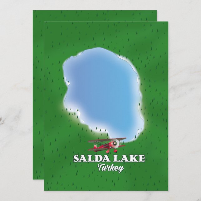 Mapa del lago Salda Turquía (Anverso / Reverso)