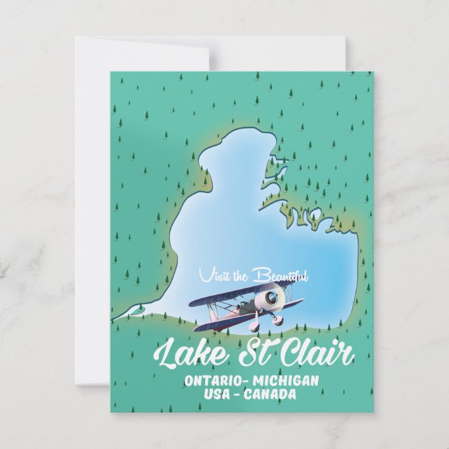 mapa del lago St Clair EE. UU. Canadá (Anverso)