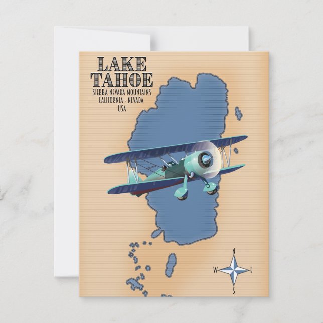 Mapa del Lago Tahoe Sierra Nevada California Nevad (Anverso)