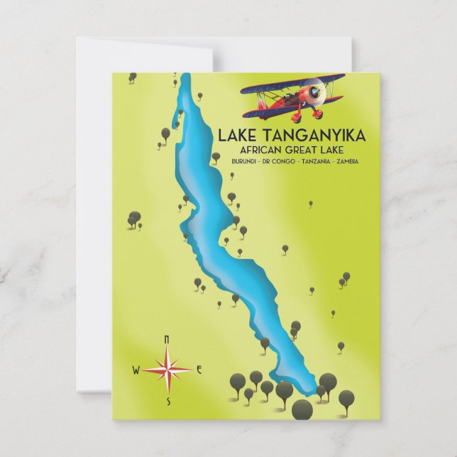 Mapa del lago Tanganica gran lago africano (Anverso)