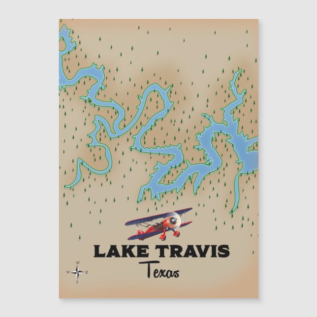 Mapa del lago Travis Texas (Anverso)