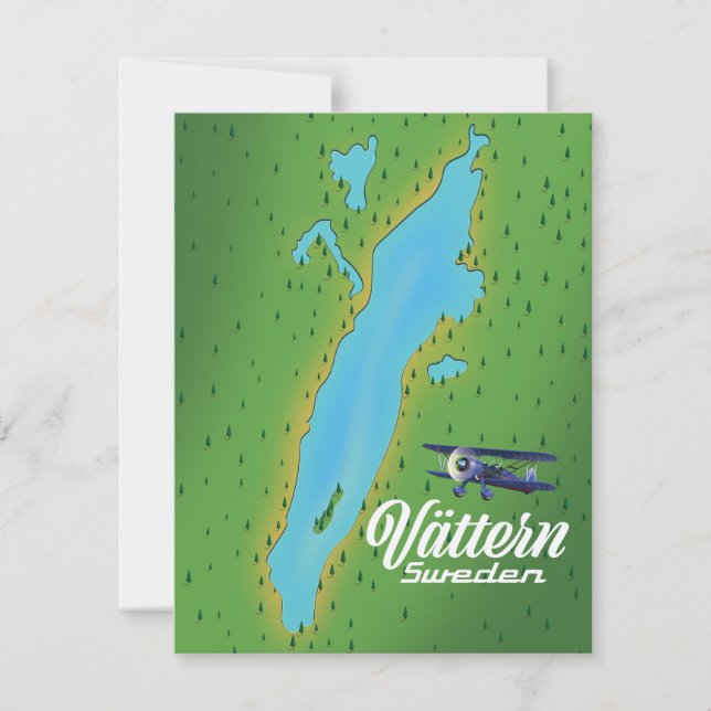Mapa del lago Vättern Suecia (Anverso)