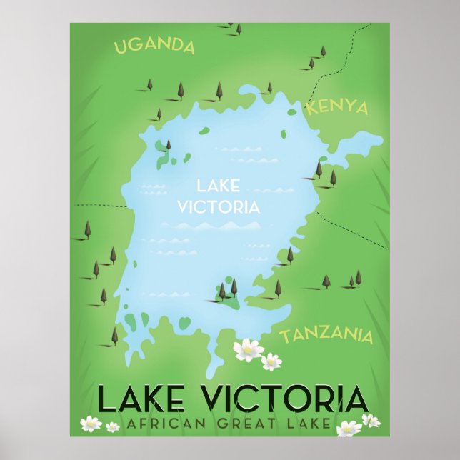 Mapa del Lago Victoria - Arte de viajes en el Gran (Frente)
