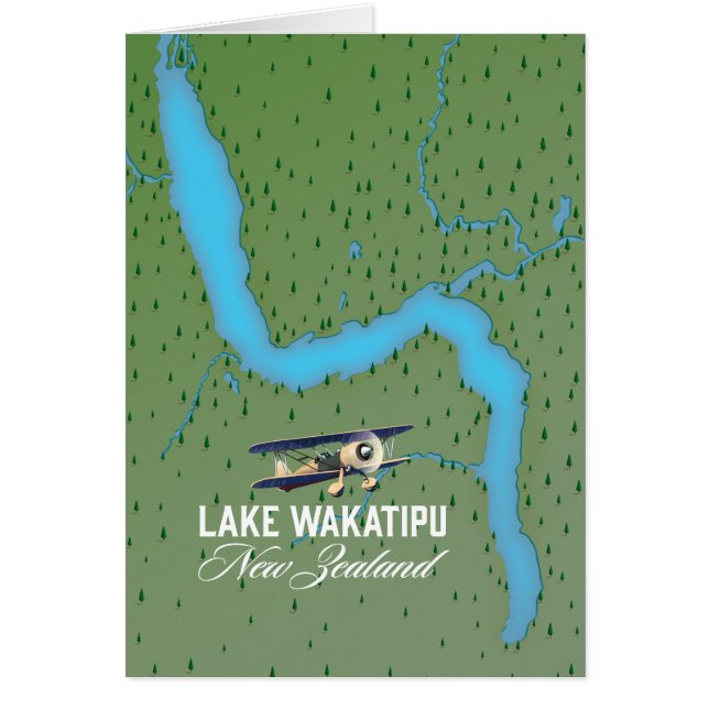 Mapa del lago Wakatipu Nueva Zelanda (Frente)