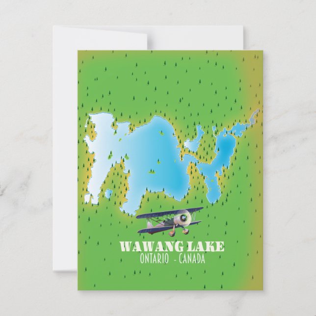 Mapa del lago Wawang Ontario Canadá (Anverso)