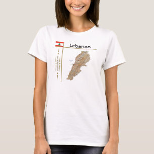 Mapa del Líbano + bandera + camiseta con título