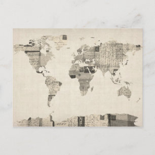 Mapa del Mapa Mundial de las Viejas Postales