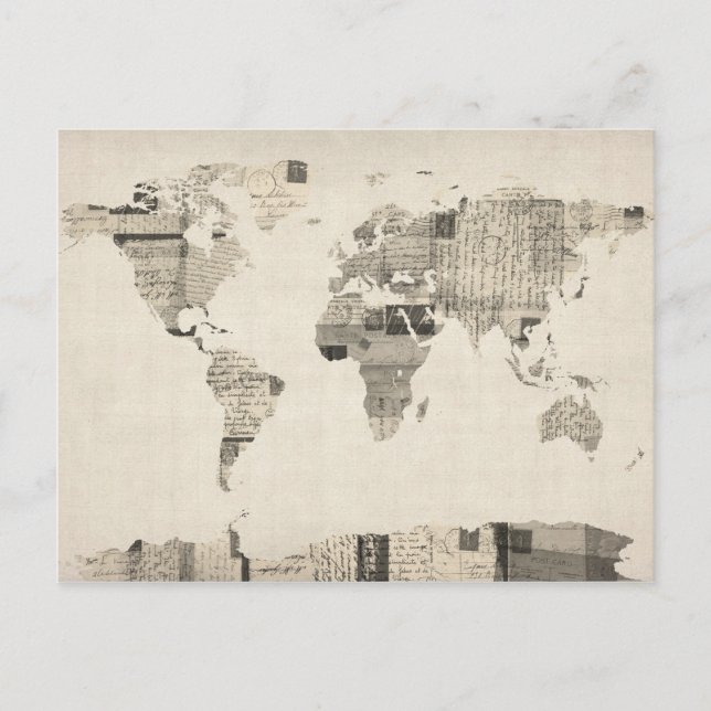 Mapa del Mapa Mundial de las Viejas Postales (Anverso)