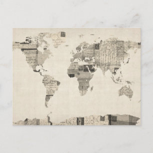 Mapa del Mapa Mundial de las Viejas Postales