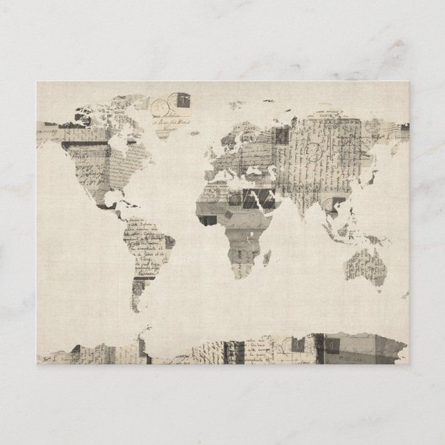 Mapa del Mapa Mundial de las Viejas Postales (Anverso)
