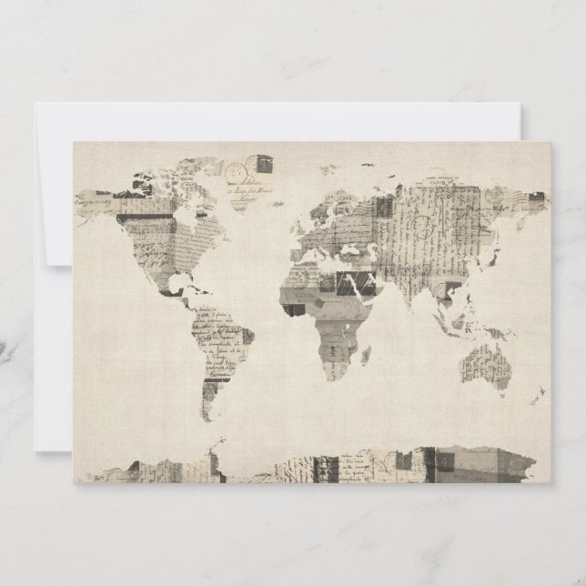 Mapa del Mapa Mundial de las Viejas Postales (Anverso)