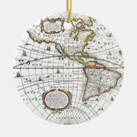 Mapa del mundo antiguo de Hendrik Hondius, 1630 Adorno De Cerámica