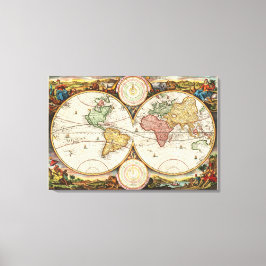 Mapa del Mundo Antiguo Dos Hemisferios Rara Arte V