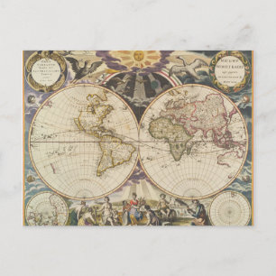 Mapa del mundo antiguo, postal