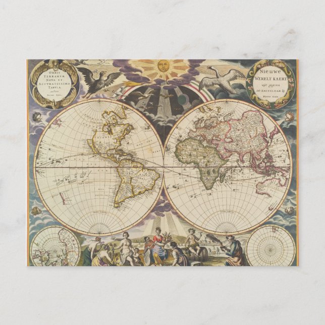 Mapa del mundo antiguo, postal (Anverso)