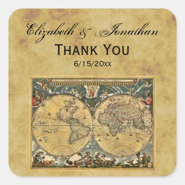 Mapa del mundo antiguo, Sellos para sobres de BG e (Anverso)