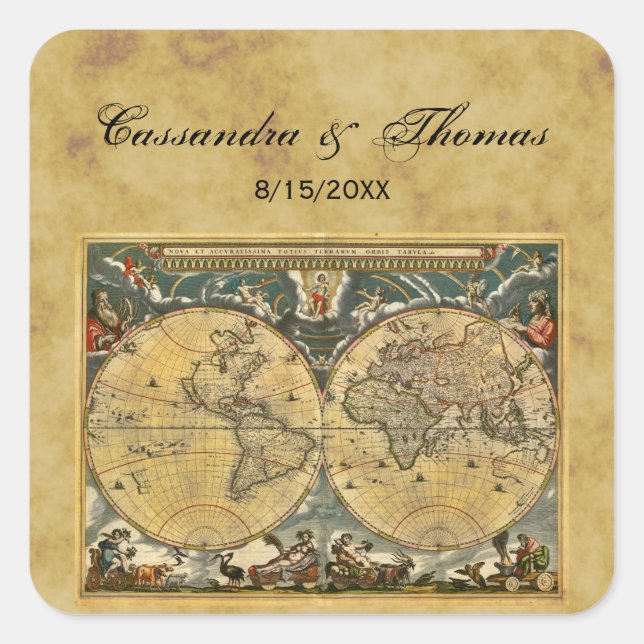 Mapa del mundo antiguo sellos para sobres de BG en (Anverso)